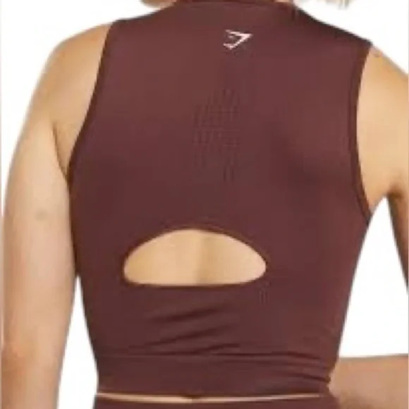GYMSHARK Sweat Seamless Midi Tank Baked Maroon Women’s Size XS - Picture 2 of 7